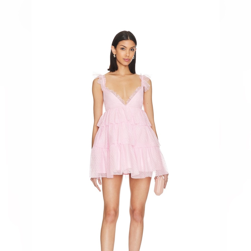 Baby pink mini ruffle dress